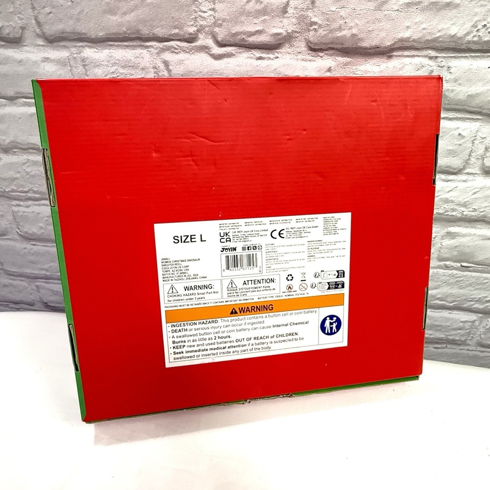 Giggling Getup L Ugly Christmas Sweater LED Light Up Christmas Dinosaur Tree Rex - Picture 4 of 13